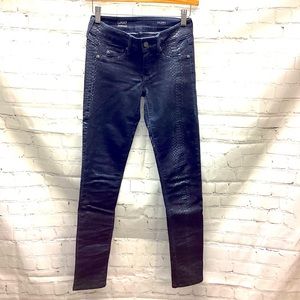 Saks Fifth Avenue GRAY‎ Snakeskin Skinny Stretch Jeans Women’s Size 25.